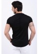 Kesik Cep Armalı Siyah T-Shirt