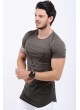 Etek Çizgi Baskılı Haki T-Shirt