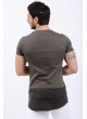 Etek Çizgi Baskılı Haki T-Shirt