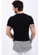 Etek Çizgi Baskılı Siyah T-Shirt