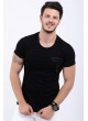 Cep Armalı Siyah T-Shirt