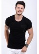 Cep Armalı Siyah T-Shirt