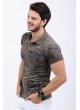 Siyah Desenli Polo Yaka Haki T-Shirt
