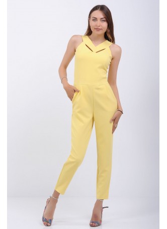 Dekolteli Sarı Tulum