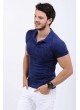 Siyah Desenl Polo Yaka Lacivert T-Shirt