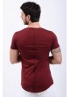 Cep Kesikli Armalı Bordo T-Shirt