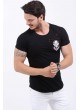 Cep Püskürtme Baskılı Siyah T-Shirt