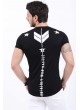 Cep Püskürtme Baskılı Siyah T-Shirt