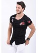 Armalı Etek Kesik Siyah T-Shirt