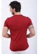 Baskı Desenli Omuz Cep Kırmızı T-Shirt