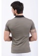 Kabartma Desenli Polo Yaka Haki T-Shirt