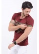 Kamuflaj Baskı Bordo T-Shirt
