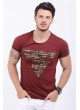 Kamuflaj Baskı Bordo T-Shirt