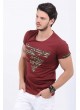Kamuflaj Baskı Bordo T-Shirt