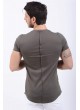 Cep Kesikli Armalı Haki T-Shirt