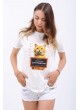 Cat Baskılı Beyaz T-Shirt