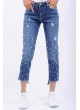 Taşlı Kesikli Açık Mavi Denim