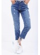 Taşlı Kesikli Açık Mavi Denim