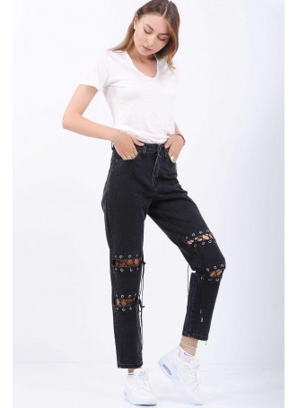 Bağacıklı Siyah Denim