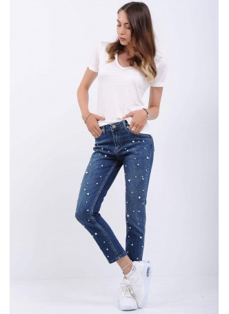 Taşlı Lacivert Denim