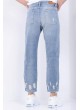 Kesikli Baskılı Açık Mavi Denim