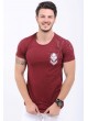 Cep Püskürtme Baskılı Bordo T-Shirt