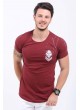Cep Püskürtme Baskılı Bordo T-Shirt