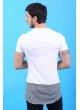 Etek Çizgi Baskılı Beyaz T-Shirt