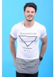Etek Çizgi Baskılı Beyaz T-Shirt