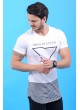 Etek Çizgi Baskılı Beyaz T-Shirt
