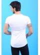 Freedom Baskı Kesikli Beyaz T-Shirt