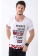 Baskılı Etek Detay Beyaz T-Shirt