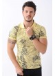 Siyah Desenli Polo Yaka Sarı T-Shirt
