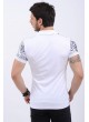 Siyah Desenli Polo Yaka Beyaz T-Shirt