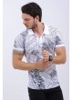 Siyah Desenli Polo Yaka Beyaz T-Shirt