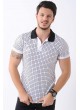 Kabartma Desen Polo Yaka Beyaz T-Shirt