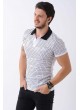 Kabartma Desen Polo Yaka Beyaz T-Shirt