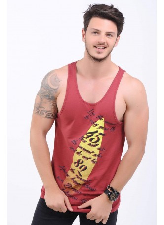 Sarı Siyah Baskılı Bordo Atlet