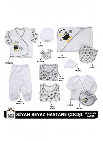 Erkek Bebek Siyah Beyaz 11li Hastane Çıkışı 051-44467-027