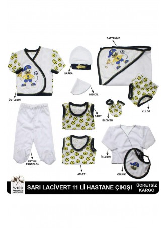 Erkek Bebek Sarı Lacivert 11li Hastane Çıkışı 051-44467-012