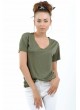 V Yaka Salaş Haki T-Shirt