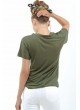 V Yaka Salaş Haki T-Shirt