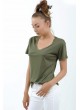 V Yaka Salaş Haki T-Shirt