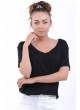 V Yaka Salaş Siyah T-Shirt