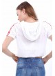 Outfit Baskı Kapşonlu Beyaz T-Shirt