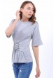 Önden Bağcıklı Gri T-Shirt