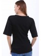Önden Bağcıklı Siyah T-Shirt