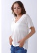 V Yaka Beyaz T-Shirt