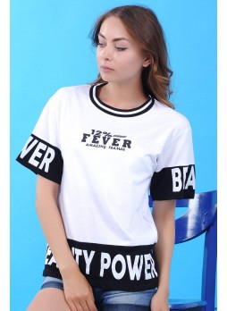 Beauty Power Şeritli Beyaz T-Shirt