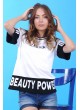 Beauty Power Şeritli Beyaz T-Shirt